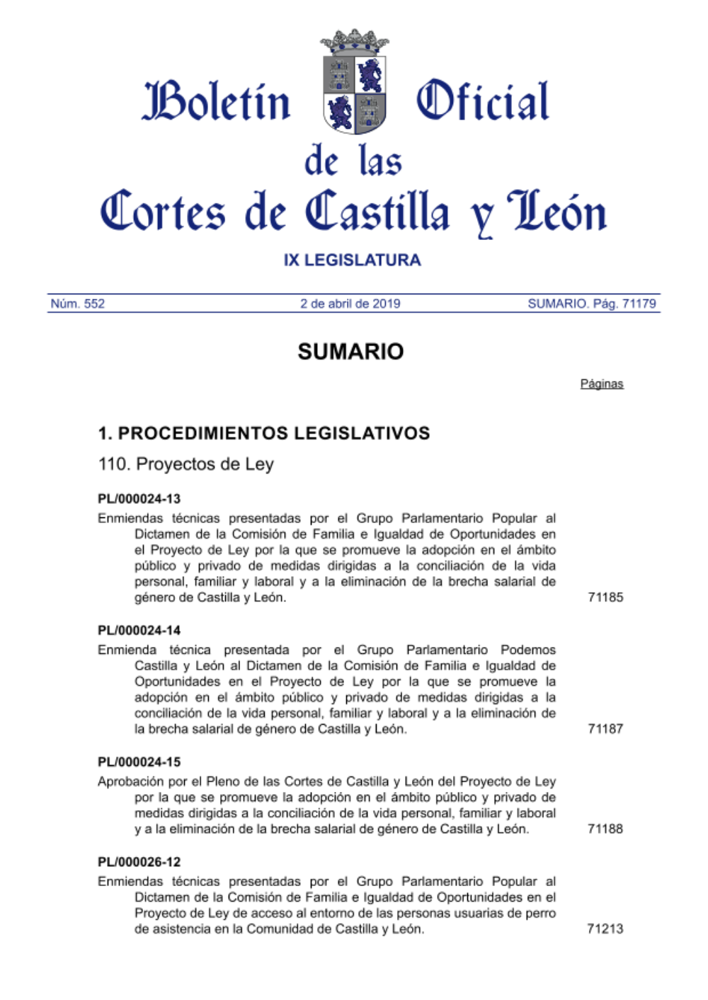 Aprobación por el Pleno de las Cortes de Castilla y León por el procedimiento de lectura única, previsto en el artículo 130 del Reglamento de la Cámara, de la Proposición de Ley por la que se modifica la Ley 4/1996, de 12 de julio, de Caza de Castilla y León, presentada por los Grupos Parlamentarios Popular, Socialista y Ciudadanos.